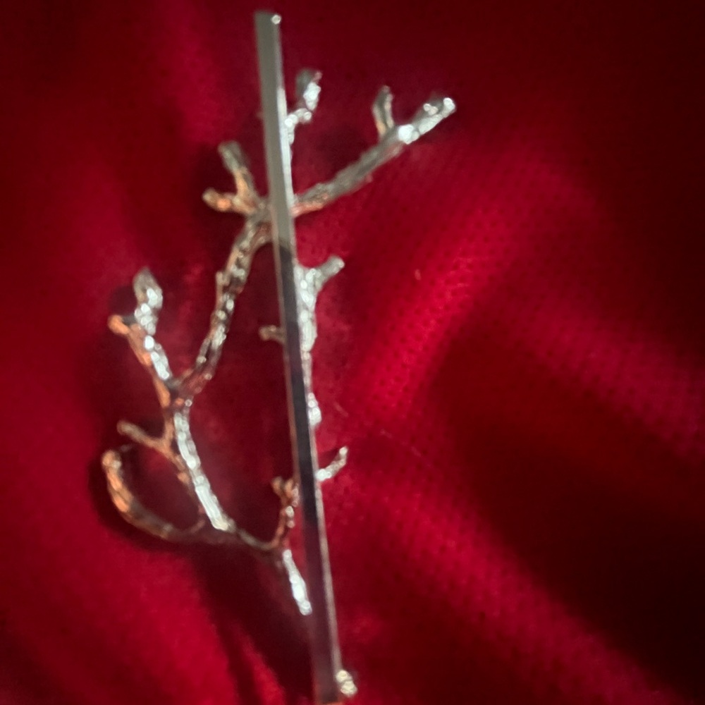 Silver Decorative Elegant Spring Branch Floral Hair Clip NWT - Picture 2 of 6